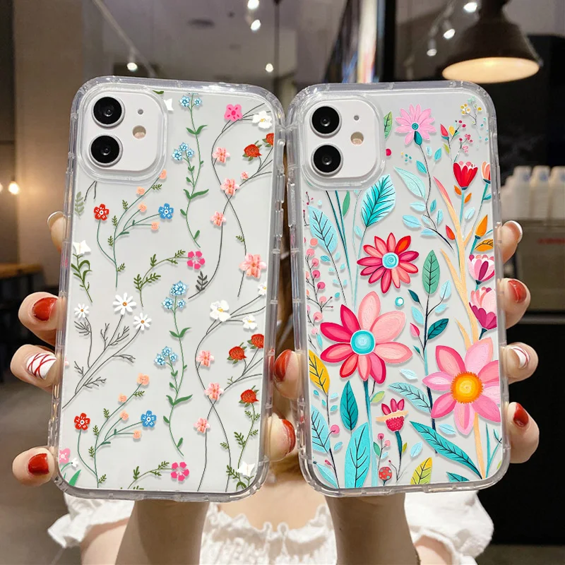 Silicone Flower Case For Samsung A55 5G Funda A54 A53 A52 A34 S24 Ultra A35 A32 A13 A14 A12 A22 A73 A72 S23 S22 S20 S21 FE Cover