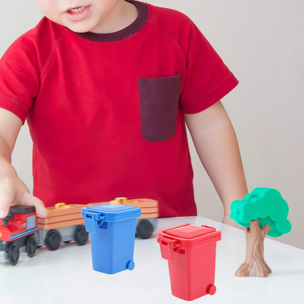 

8 Pcs Flip Lid Sliding Mini Trash Can Bin Desk Garbage Desktop Rubbish Truck Office Plastic Toddler