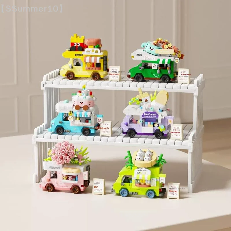

【SSummer10】Ice Cream Shop Mini Building Block Set - Food Truck Micro Construction Toy for Adults Children Girls Gift【SS】