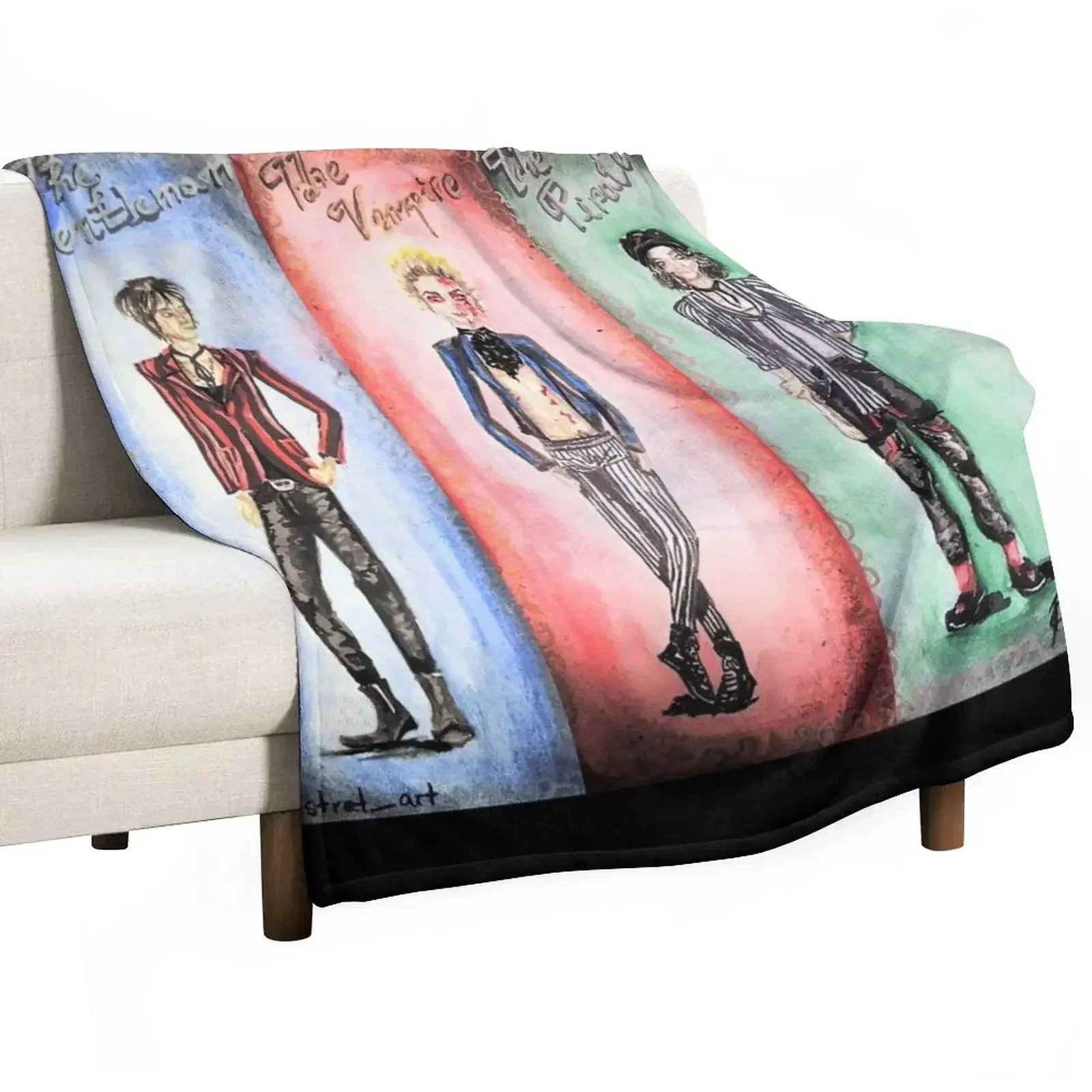 The Pirate, The Vampire and The Gentleman Throw Blanket Multi-Purpose Bed covers christmas gifts Blankets