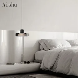 Italian Minimalist Pendant Lamp Hotel Bedroom Bedside Glass Hanging Light Homestay Restaurant Counter Long Line Light Fixtures