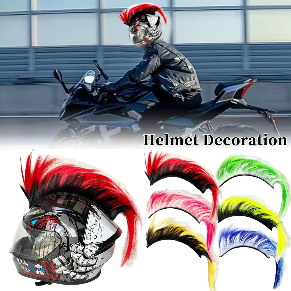 

Motorcycle Fake Helmet Decor Mohawk Helmet Wig Bike Gear Unique Helmet Accessory Fashion Cool Headwear Various Colors Cosplay