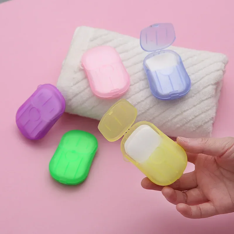 20Pcs/box Portable Bathroom Soap Slices Bath Hand Washing Slice Sheets Travel Scented Foaming Soap Paper Bath Clean Soap Tablets