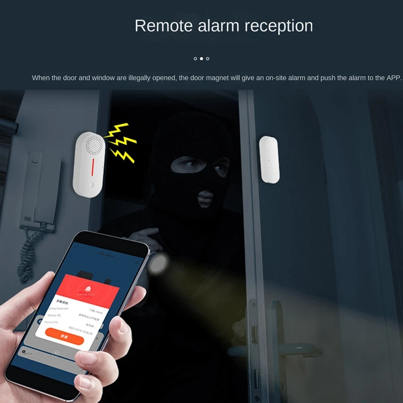 Tuya Wifi Wireless Smart Door Window Sensor System Safe Burglar Alarm Remote Control Operation For Home Door Window