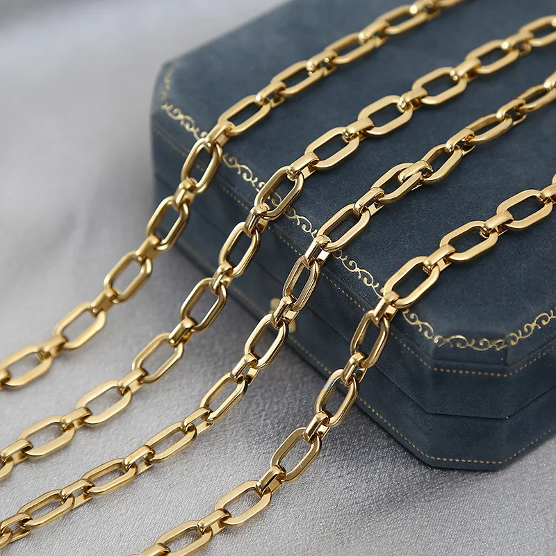 3Meters Stainless Steel 6.5mm Charm Square Link Chain for DIY Necklace Bracelet Jewelry Making Findings Chains NO FADE