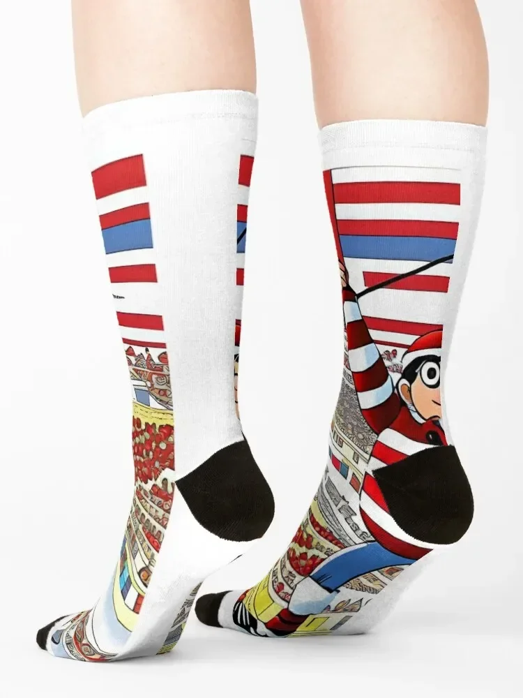 أين ويلي/والدو - ابحث عن كتاب والي/والدو - الجزء السابع أين جوارب والي الرياضية المزهرة على طراز الهيب هوب للنساء والرجال