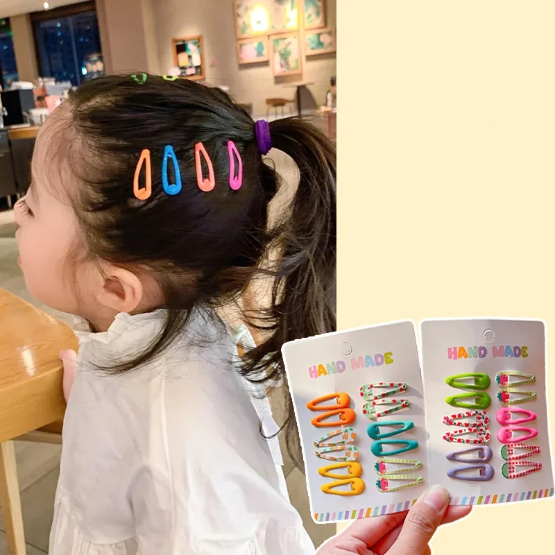 12pcs/set Colorful Candy Young Kids Hair Clip Cute Korean Fashion Barrettes for Children Cartoon BB Clip Sweet Hair Accessories