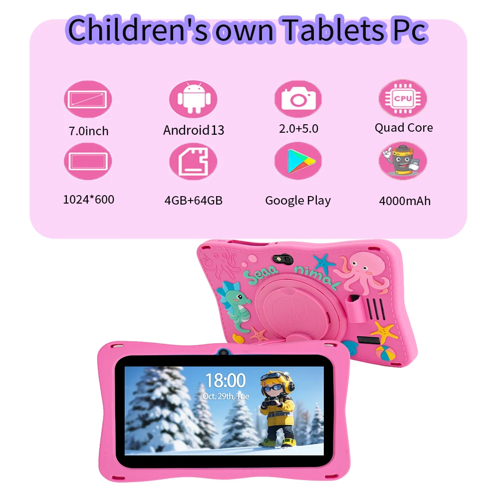 Novo 5g wifi original gaming tablet 4gb + 64gb mini quad core câmera dupla 7.0 polegada android mini pc android 13