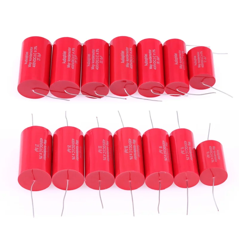 1pc audiophiler axial mkp capacitor de áudio 250v 400v 630v 4.7uf/400v 10uf 1.0uf 1.5uf 6.8uf 8.2uf capacitância de divisão de frequência