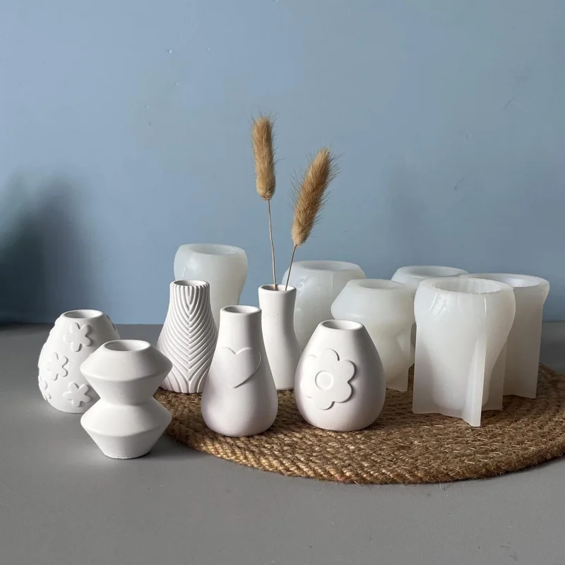 

3D Vase Silicone Mold Set, Multi-Style Flower Vase Molds for Plaster, Cement and Concrete Home Decor Craft Making 6PCS