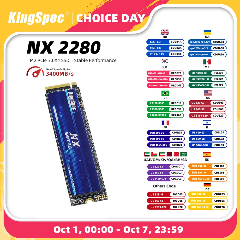 KingSpec M2 NVME SSD 128GB 256GB 512GB 1TB 2TB Ssd kecepatan 3400 MB/s M.2 PCIe 3.0 Disk Solid State drive NVME untuk Notebook Desktop