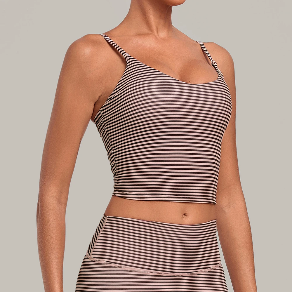 Fitness Tank Top Women's Sexy Stripes And Polka Dots Yoga Bra Shockproof Sports Underwear Female Push Up High Strength Sport Bra