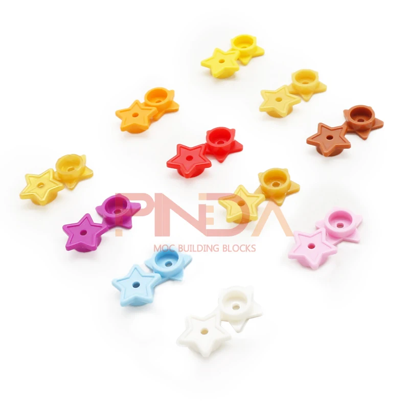 100pcs Moc 11609 Plate Round 1x1 with Star and Small Pin Hole DIY Building Blocks Bricks Compatible 28619 Assmble Particle