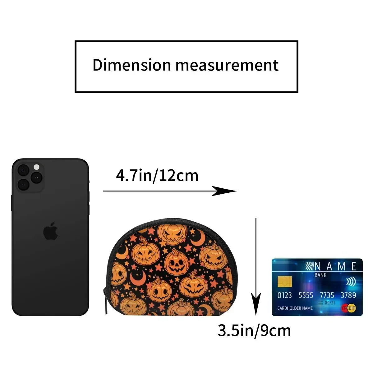 قرع الهالووين البرتقالي والقمر محفظة نقود مطبوعة ثلاثية الأبعاد للسيدات ، حقيبة فضة ، هدية هوية بطاقة ائتمان للسفر