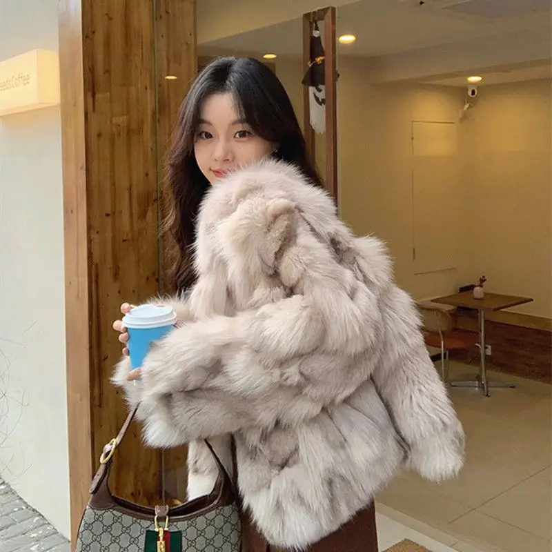 Warm Furry Coat Women Round Collar Long Sleeve Loose Pockets Female Jacket 2024 New Autumn and Winter Fashion Lady Overcoat T892