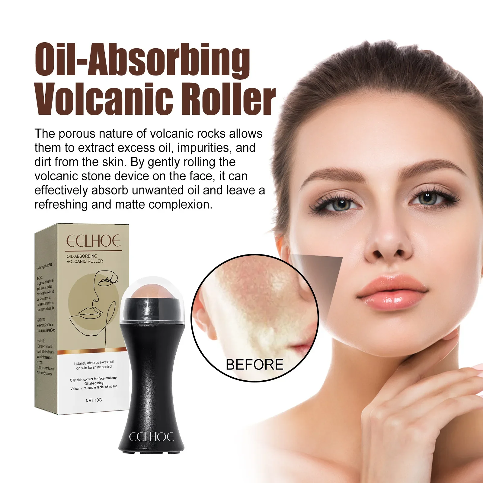 Sdatter Eelhoe Volcanic Rock Oil-Absorbing Ball Deep Cleansing Sebum Pore Acne Cleanser Block Firming Skin Care Tool Makeup Tool