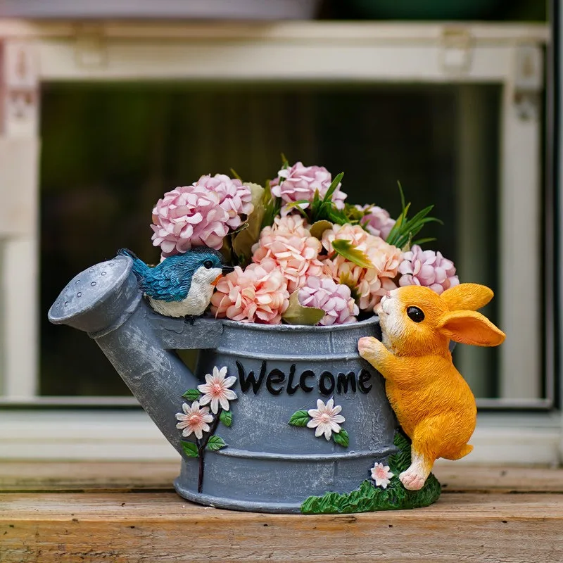 

Милый кашпо для суккулентов в виде кролика, креативный, оригинальный, для балкона, подоконника, улицы, двора, декоративное украшение, подарок