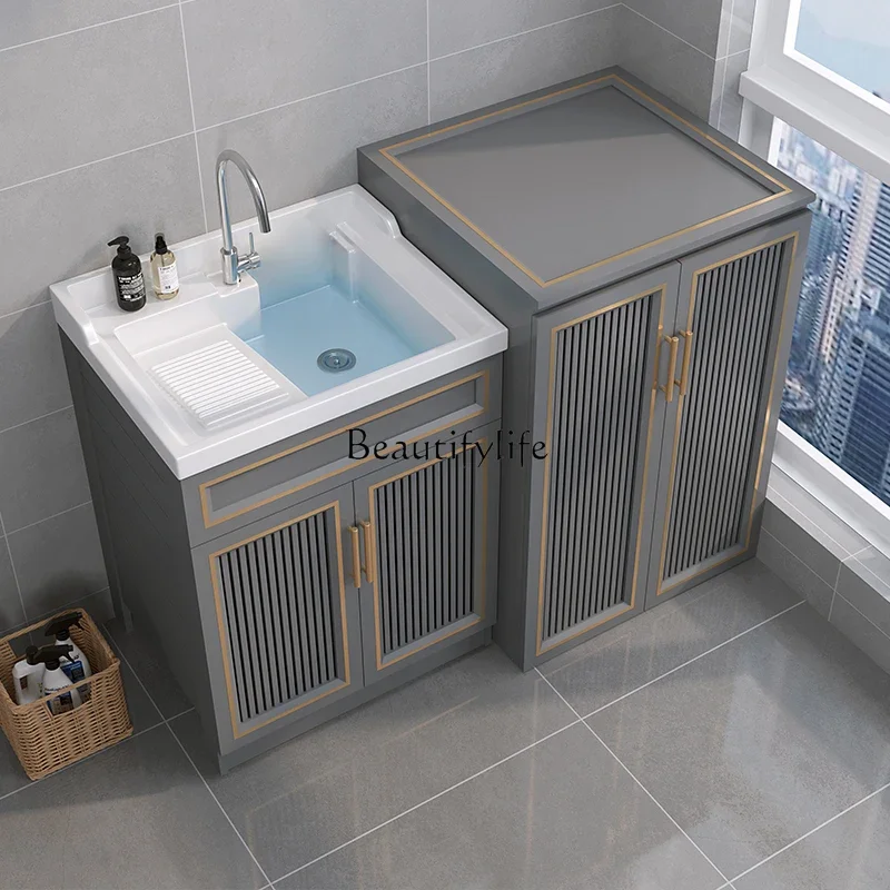 02*Balcony laundry significant other combination pool sink integrated upper flip pulsator washing machine cabinet