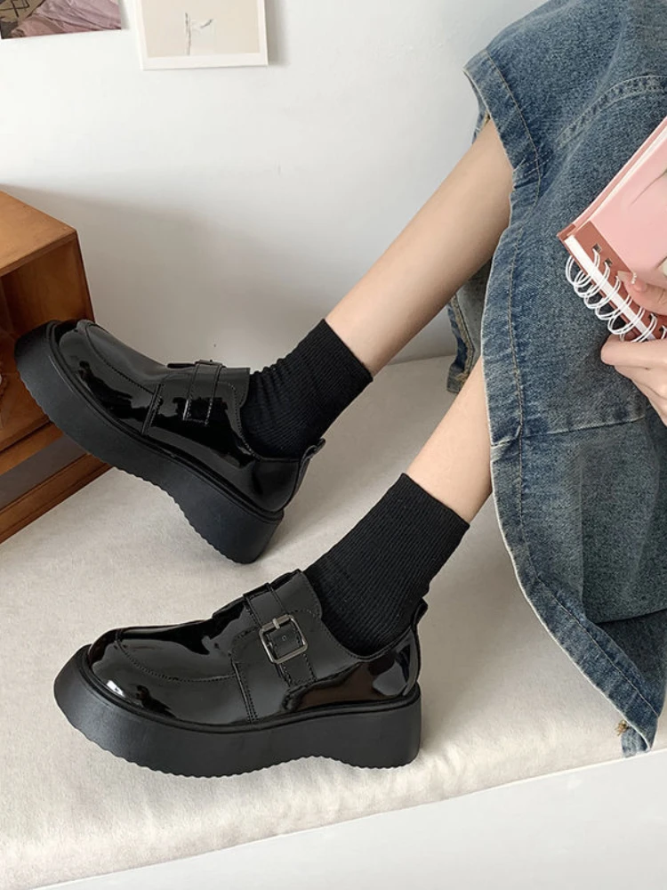 Mary Janes Japanese Style Shoes Woman Non Slip Vintage Black Shoes Casual Flat Fashion Pumps Girl Round Toe Slim 2022 Autumn