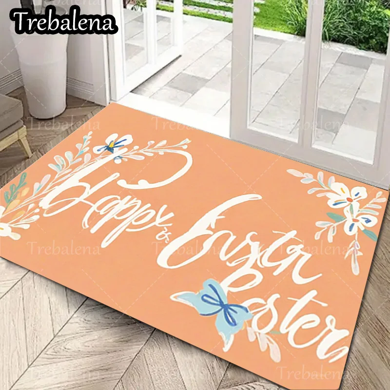 1 قطعة سجادة باب ترحيب سعيد عيد الفصح الأزهار فراشة ترحيب حصيرة الربيع عطلة ديكور