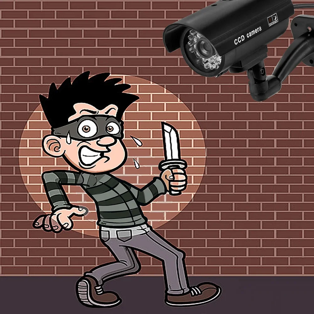 

Fuers Fake Camera Outdoor Dummy Camera Simulation Indoor Bullet Led Light Monitor Exterior Deterrent CCTV Simulated Surveillance
