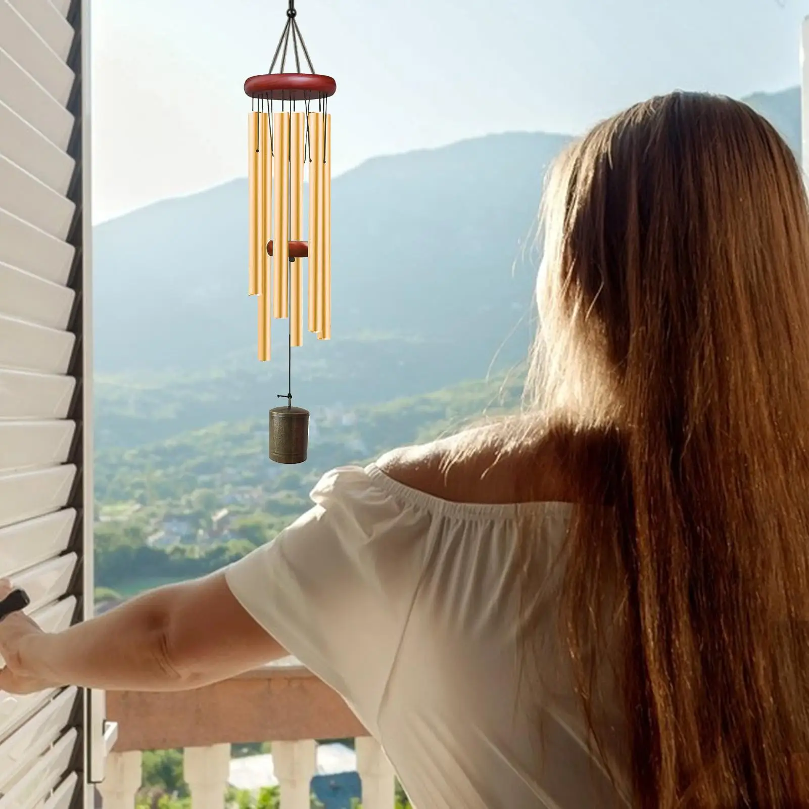 Metal Wind Chimes For Outside 26 Inches Aluminum Tubing Porch Windchime Hangable Metal Decorations Retro Wind Chimes For Women