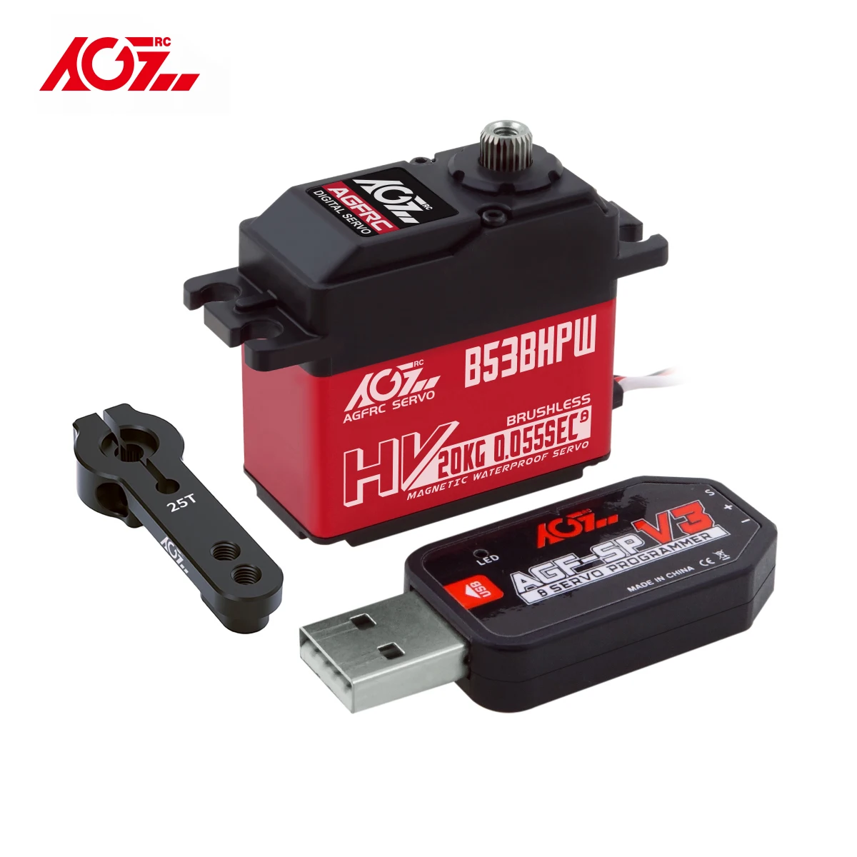 AGFRC Servo B53BHPW HV Super Speed 0.055sec 20KG Brushless Standard IP67 Waterproof Servo For 1/10 RC Car Truck Buggy Airplane view 2