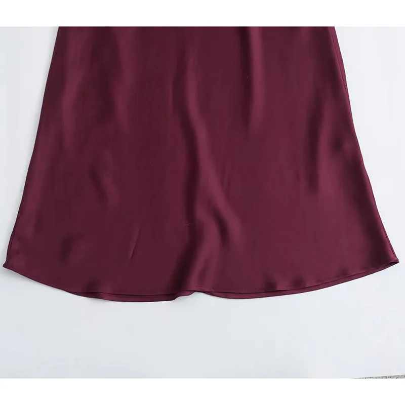 Herfst Effen Kleur O-hals Mouwloos Zijde Satijn Midi Lange Jurk Vrouwen Avondfeest Jurk Vrouwelijke Sexy Elegante Slijtage 2023 Nieuwe