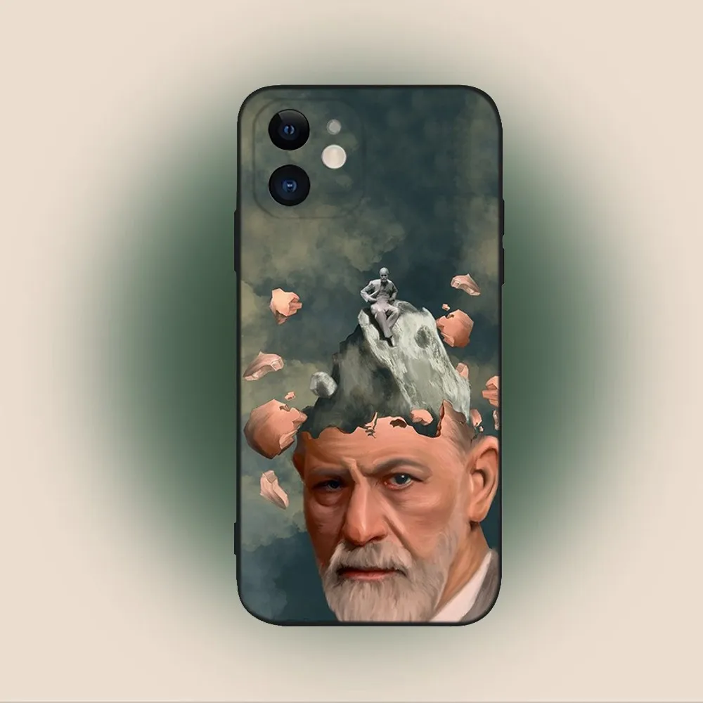 Sigmund psychoanalysis Freud Phone Case For iPhone 16,15,14,13,12,11,Plus,Pro Max,XS,X,XR,SE,Mini,8,7 Soft Silicone Black Cover