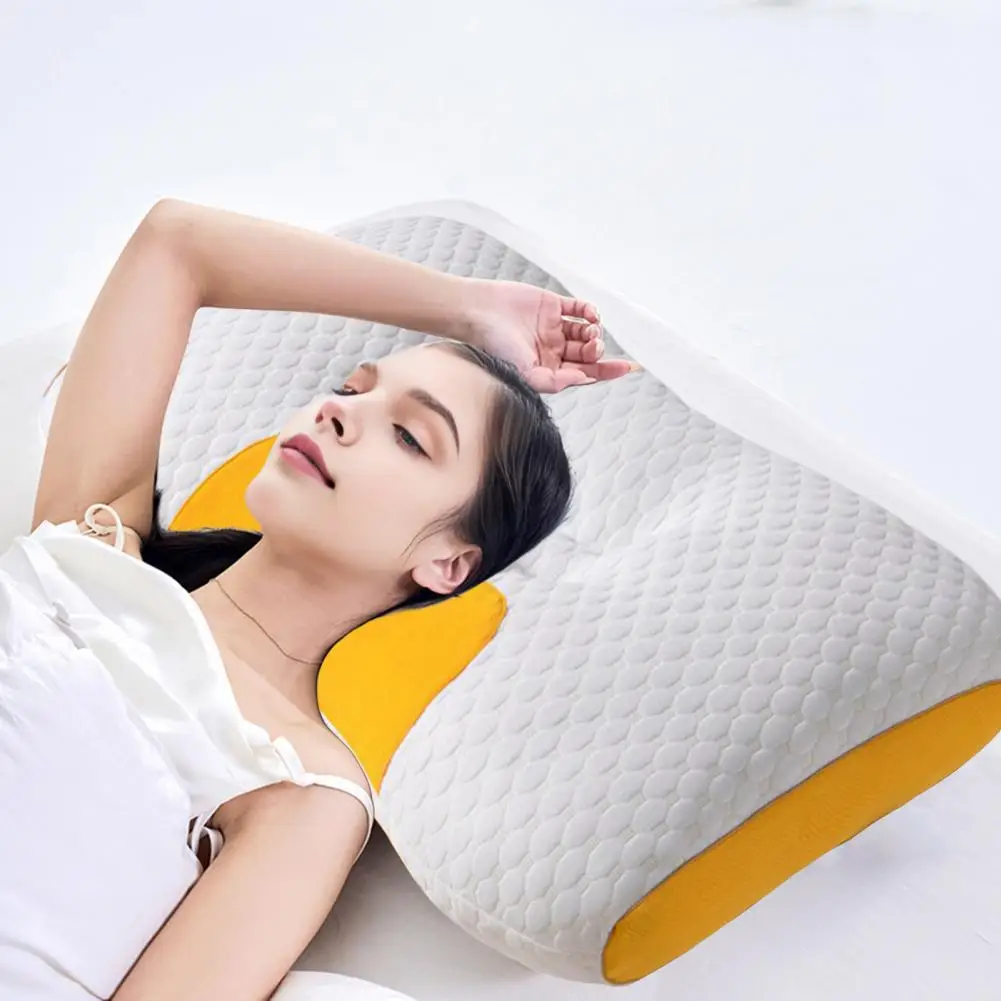 Polyester Filling Neck Pillow Ergonomic Cervical Neck Pillow for Fast Recovery Pain Relief Soft Core Protects Spine for Bedroom