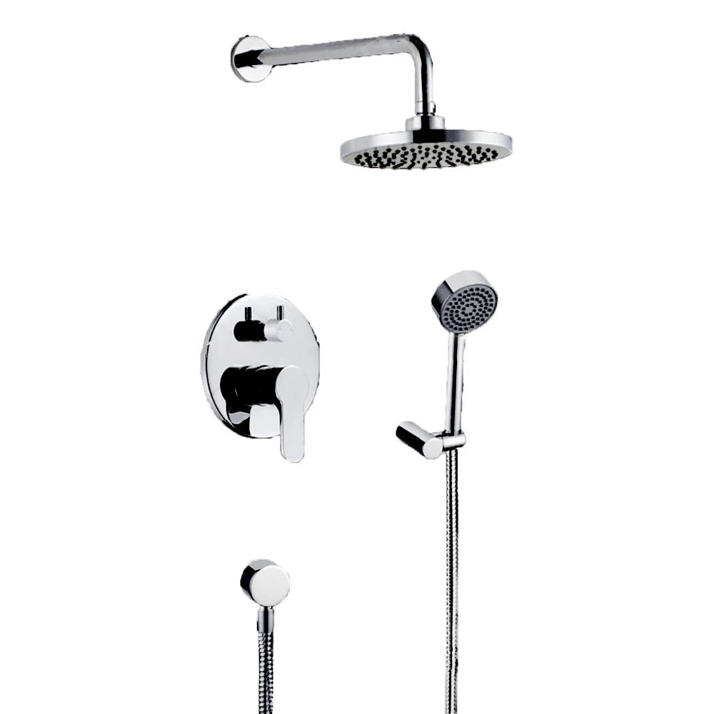 

Factory Direct Sale Wall Mounted Rainfall 8 Inch Shower Head Concealed 2 Way Mixer Valve Shower Faucet Set