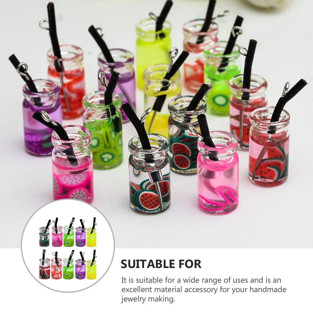 

20 Pcs Fruit Drink Cup Pendant Resin Earrings DIY Jewelry Fruit Drink Cup Pendant Supplies Mini Bottle Charms Accessories