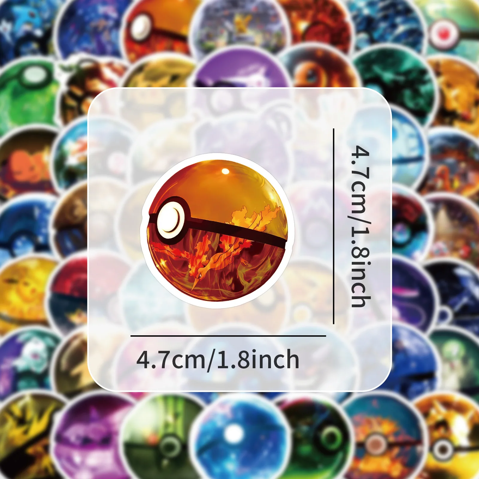 55/60 個ポケモンボール落書きステッカー装飾ラップトップ水カップコンピュータハンドバッグステッカー子供文具ステッカー