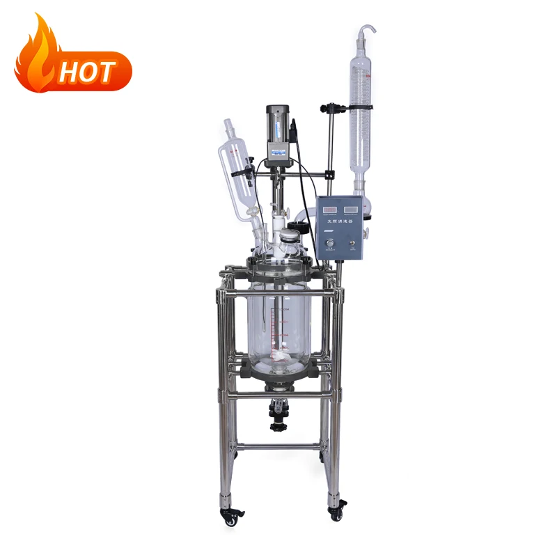 Lab scale Jacketed Glass Reactor system with vacuum pump and chiller