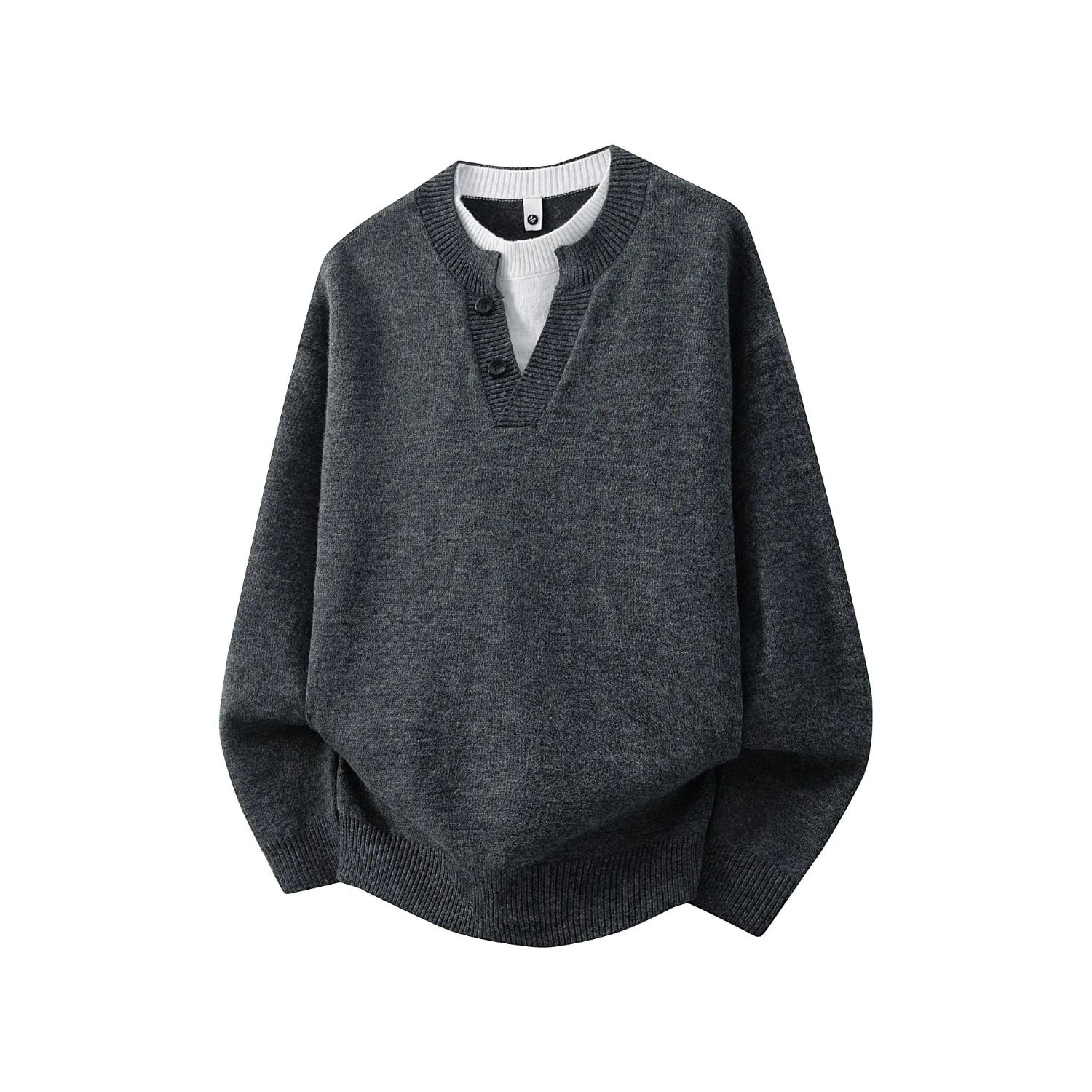 

Мужской вязаный свитер в американском ретро-стиле, свободный крой, однотонный, с V-образным вырезом, теплый, мягкий, из полиэфирного волокна, удлиненный, для осени и зимы