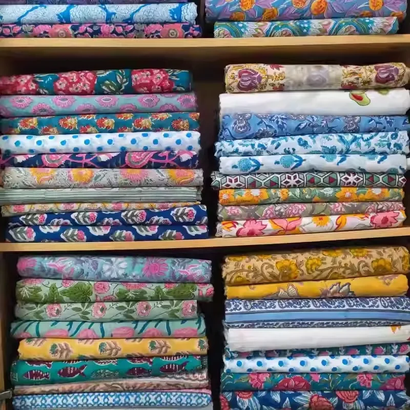 India Block Print Natural Dye New Floral 100% Cotton 60S For Sewing Cloth Dresses Skirt Kids Designer Handmade