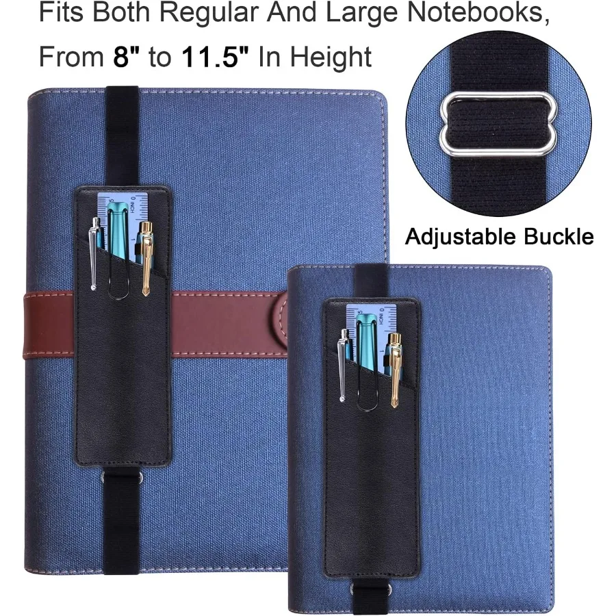 قابل للتعديل شريط مرن حامل قلم 2 حزم بو الجلود قشرة حامل القلم كم الحقيبة يناسب 8 "إلى 11.5" غلاف فني Jourls Notebo