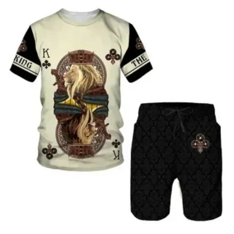 2025 Fun Trend 3D Printed Summer Men's T-shirt Sports Set Two Piece Set Horror T-shirt Short Sleeve Shorts