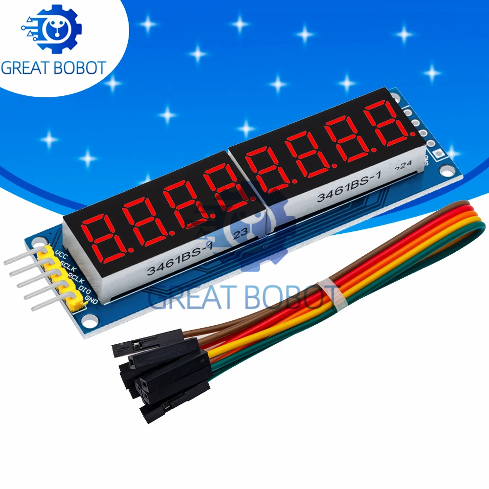 GREAT BOBOT 74HC595 8-Digit 8-Bit Digital Tube Display Control Module Red 3 IO for Arduino