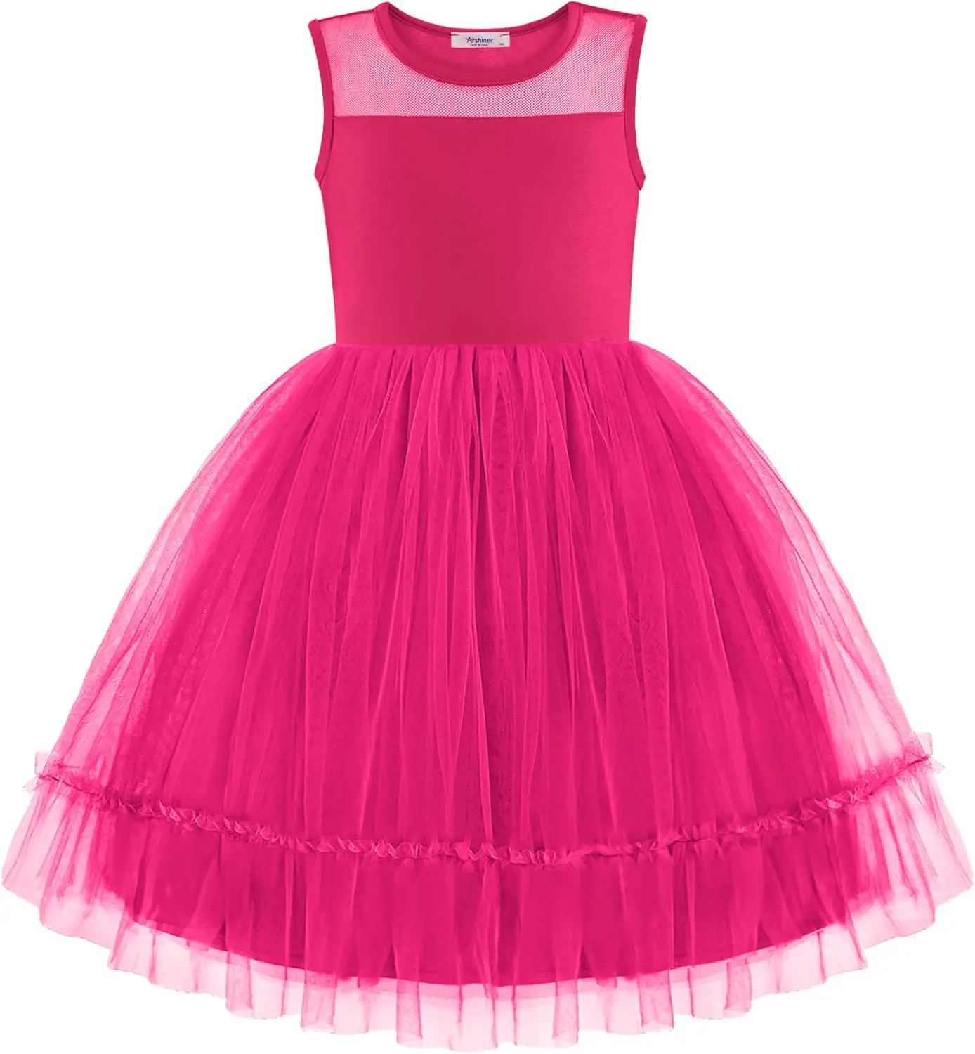 فستان رسمي بدون أكمام للأطفال الصغار، فساتين فتاة الزهور اللامعة من التول اللطيف لحفلات العطلات #1