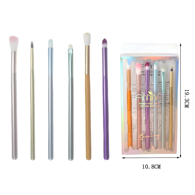 Set di pennelli per trucco colorato da 6 pezzi - Pennelli angolati per dettagli di miscelazione ombretto Kit di strumenti per trucco professionale per occhi e viso