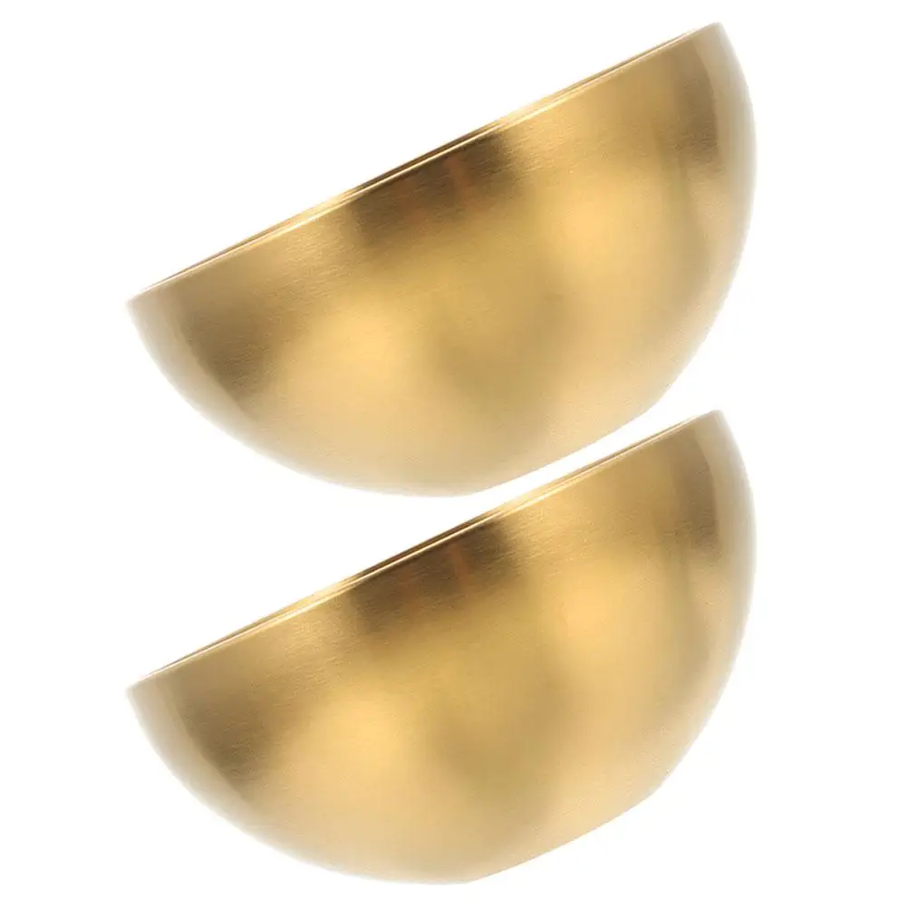 

2 Pcs 15cm Golden Stainless Steel Fruit Salad Bowl Single Layer Kitchen Serving Bowls Reusable Easy Clean Practical