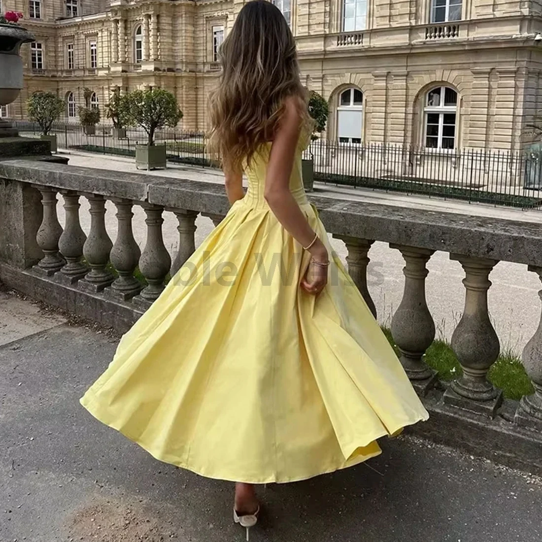 Sweetheart Satin Prom Dress A Line Tea Length Formal Gown Customize