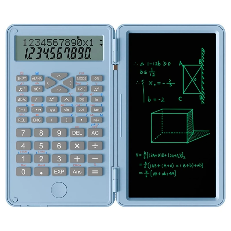 

AT14 Scientific Calculators, 12-Digit LCD Display With Erasable Writing Tablet Foldable For Home School Meeting And Study