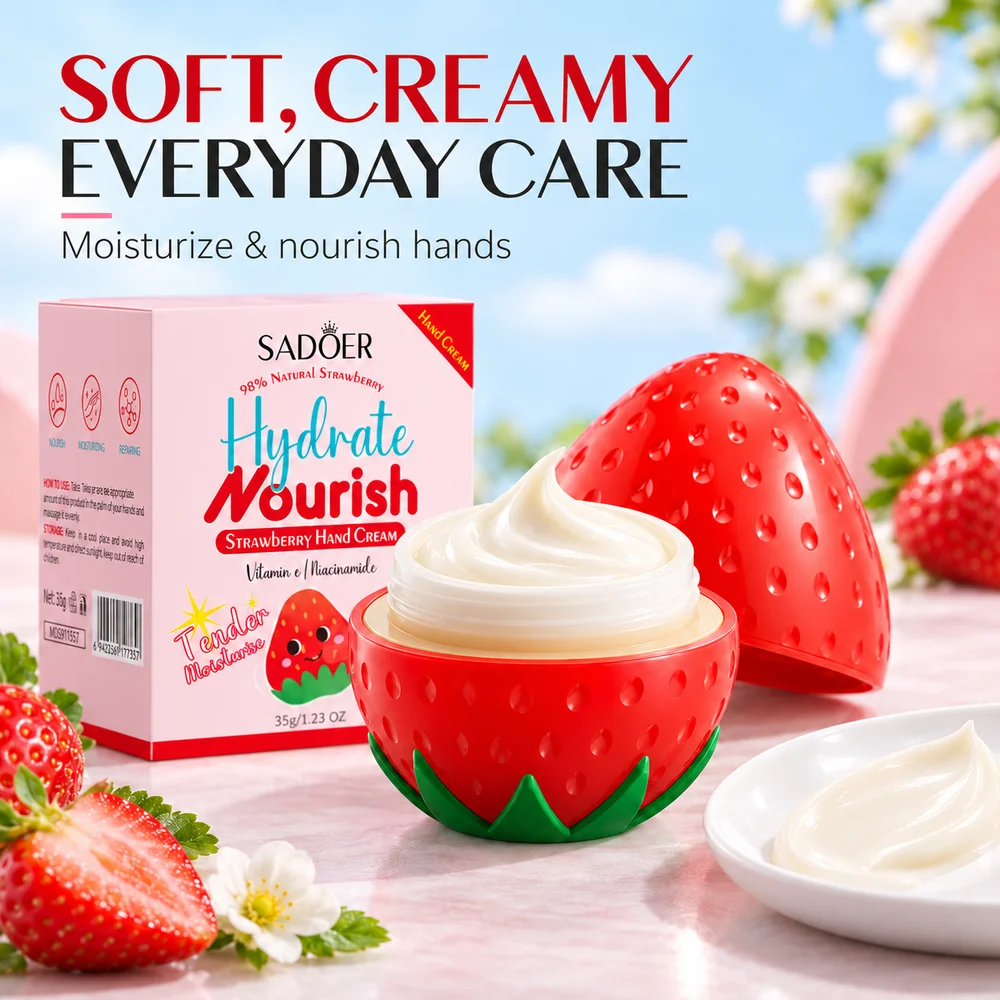 SADOER Hydrating Fruit Hand Cream for Dry Rough Hands Moisturizing and Nourishing Daily Care for Soft Smooth Skin and Fresh Feel