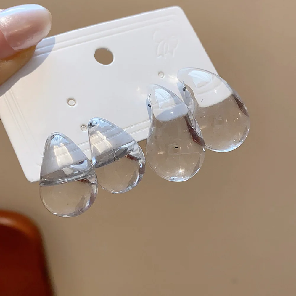 Fashion Clear Acrylic Earrings Water Drop Shape Minimalist Steel Post Jewelry Unique Chic Aesthetic Accessories For Women