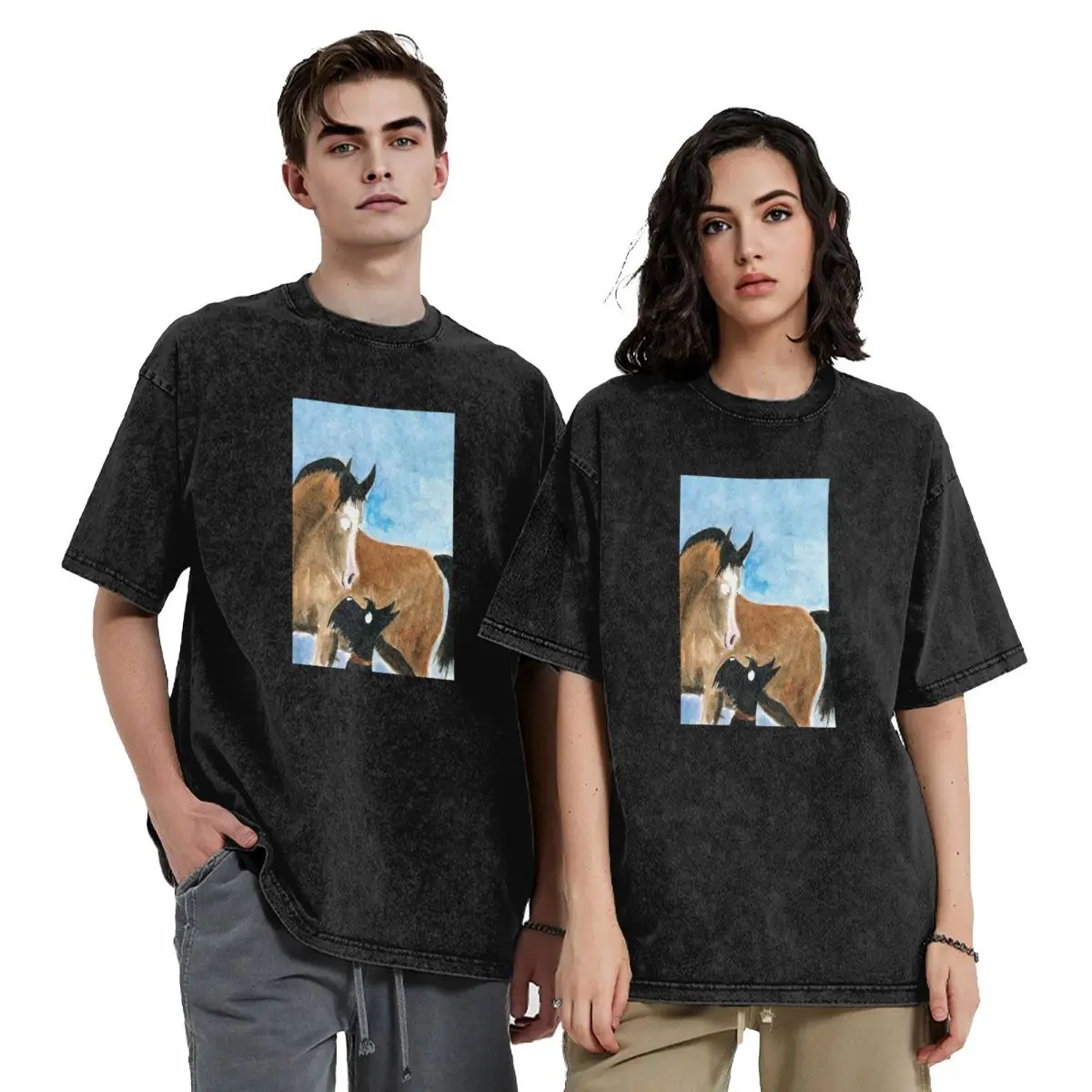 

Horse & Scottie Dog T-Shirt anime t shirts Clothing oversized t shirt mens t shirt graphic