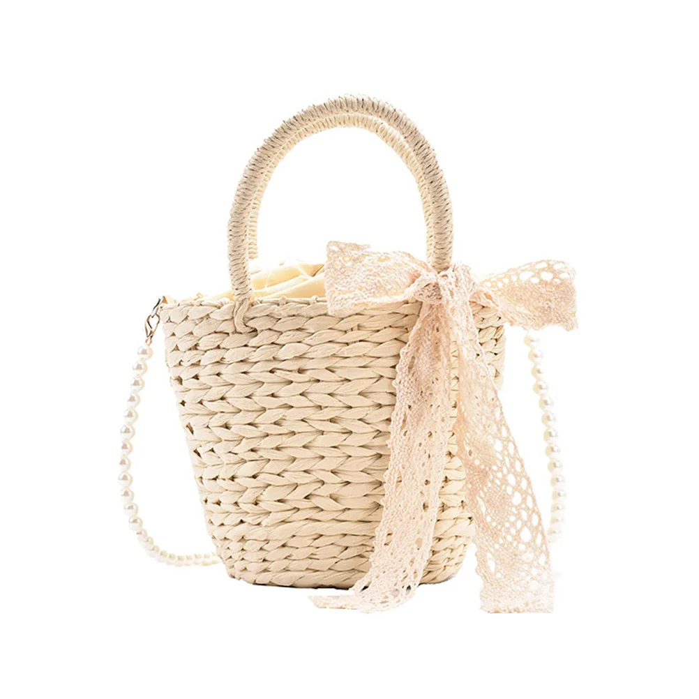 

1Pcs Stylish Woman Straw Bag Creative Shoulder Handbag Moderate Capacity Everyday Use Party Shopping Decorative Tote