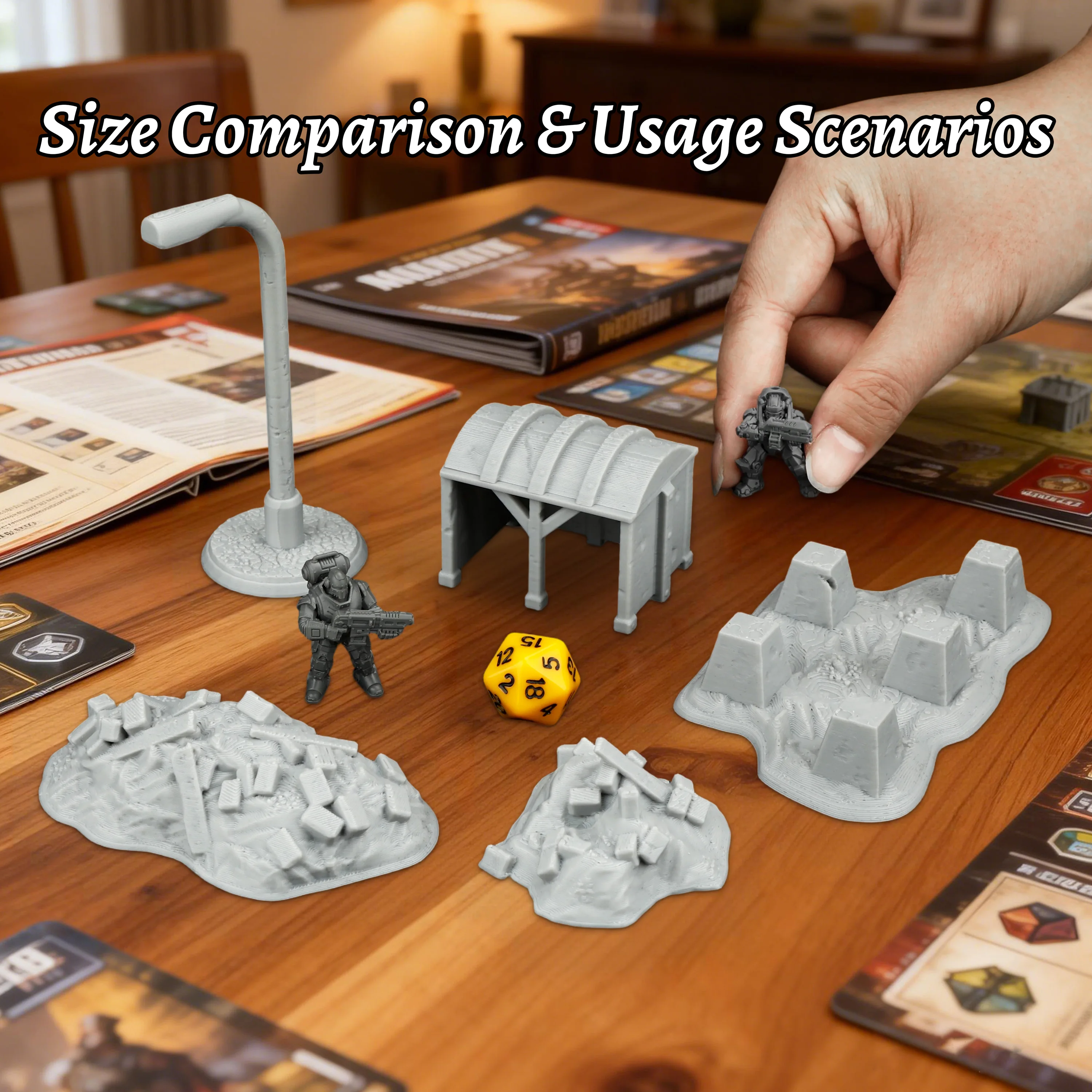 RPG City Corner Ruins Terrain – TTRPG Tabletop Scenery, Sci-Fi Street Details, Gifts for Futuristic & Modern City Settings