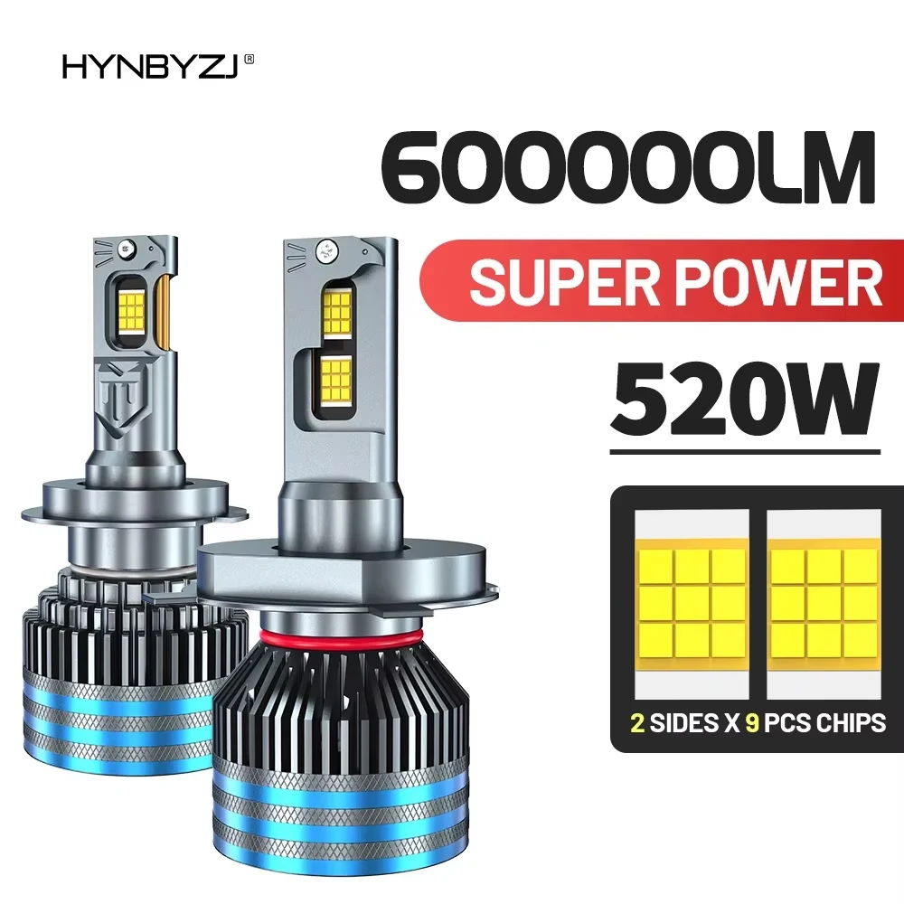 520W H4 H7 LED Headlight 600000LM CSP Chip LED CANBUS H1 H11 H8 9005 9006 HB3 HB4 9012 Car Turbo Fog Light Bulbs 6000K 12V 24V